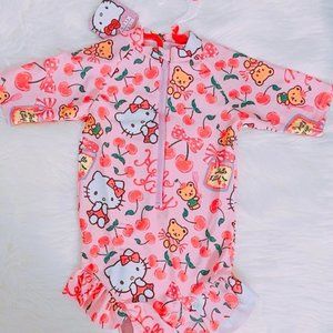 Hello Kitty Girls One Piece Swimwear Rash Guard 4T/5T